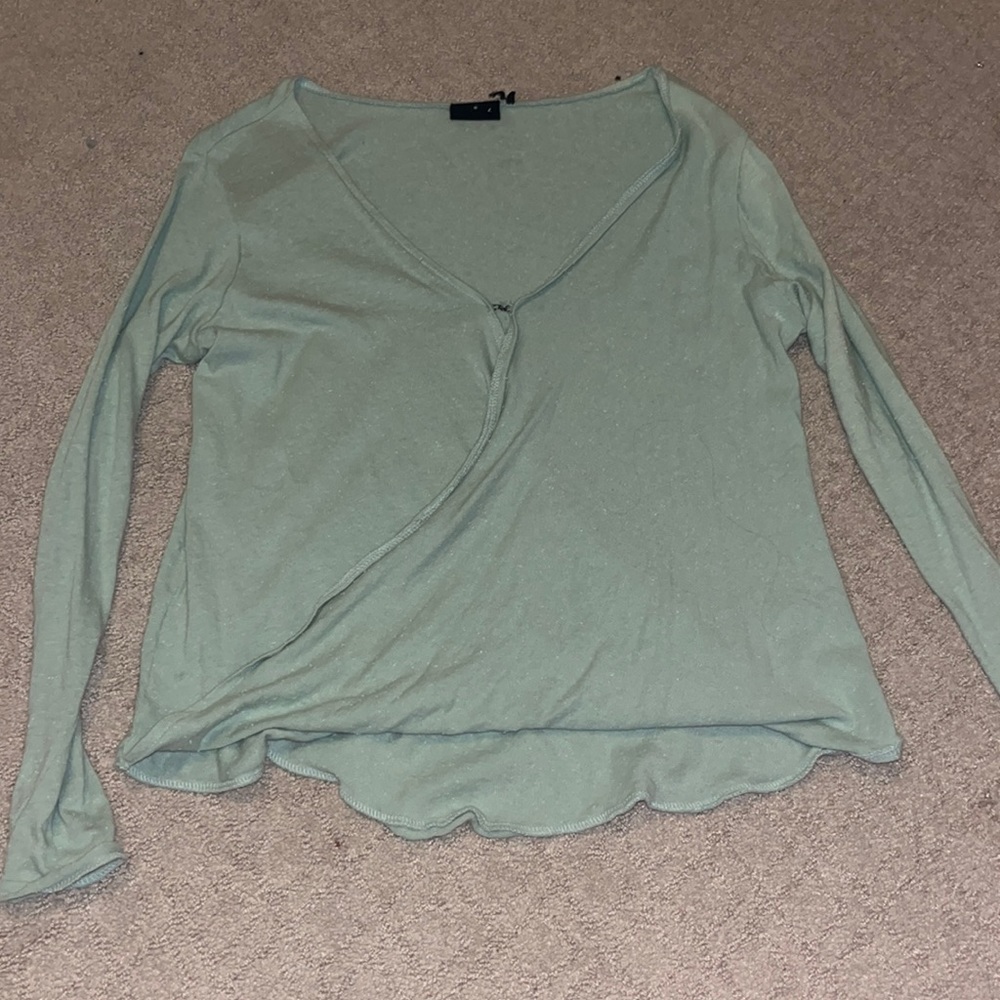 Light green deep v shirt